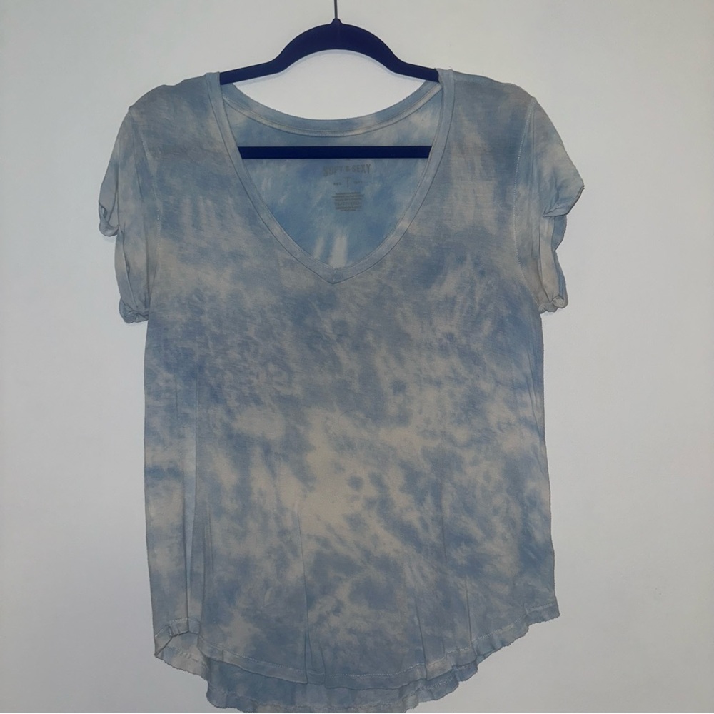 American Eagle Outfitters Blue Short Sleeve Tie-Dye Tee